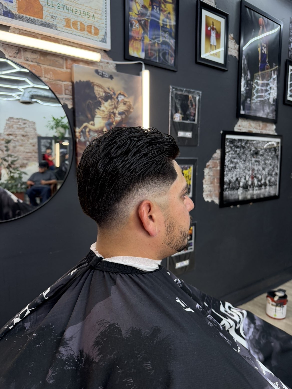 Fresh fade with line design at Sayless Fadez
